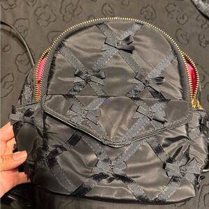 Betsey Johnson Black Backpack with Bow Details